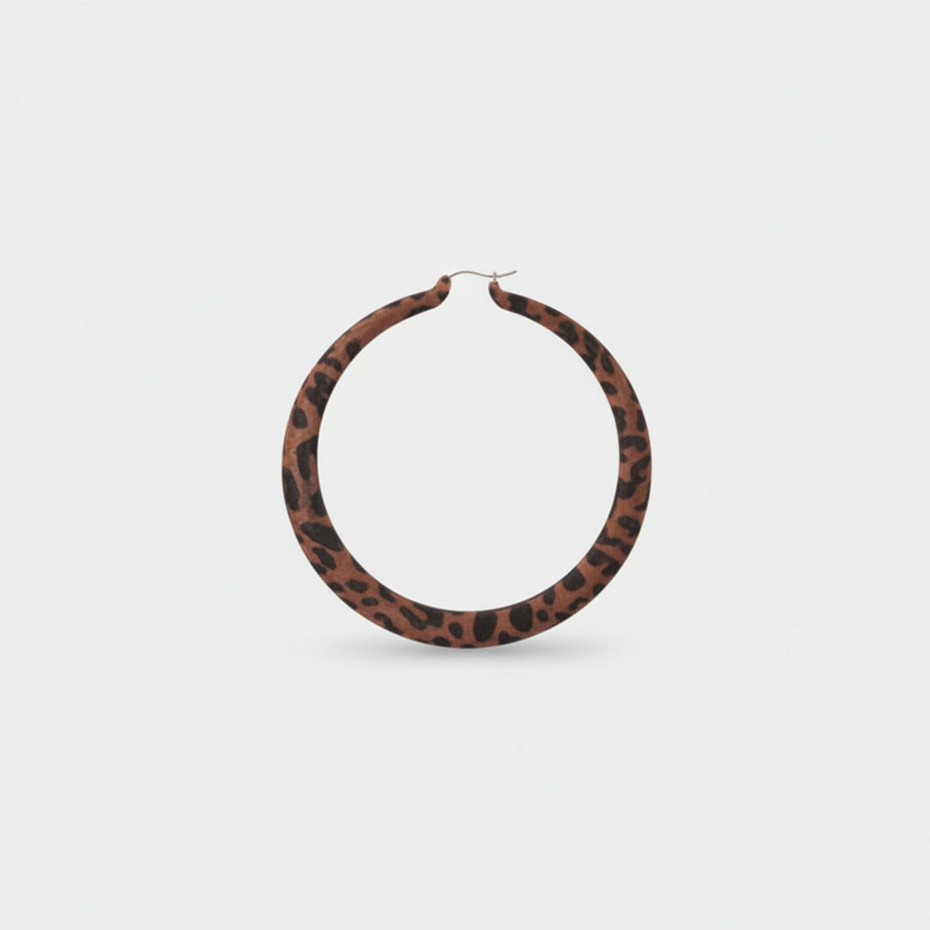 Leopard Print Brown Hoop Earrings