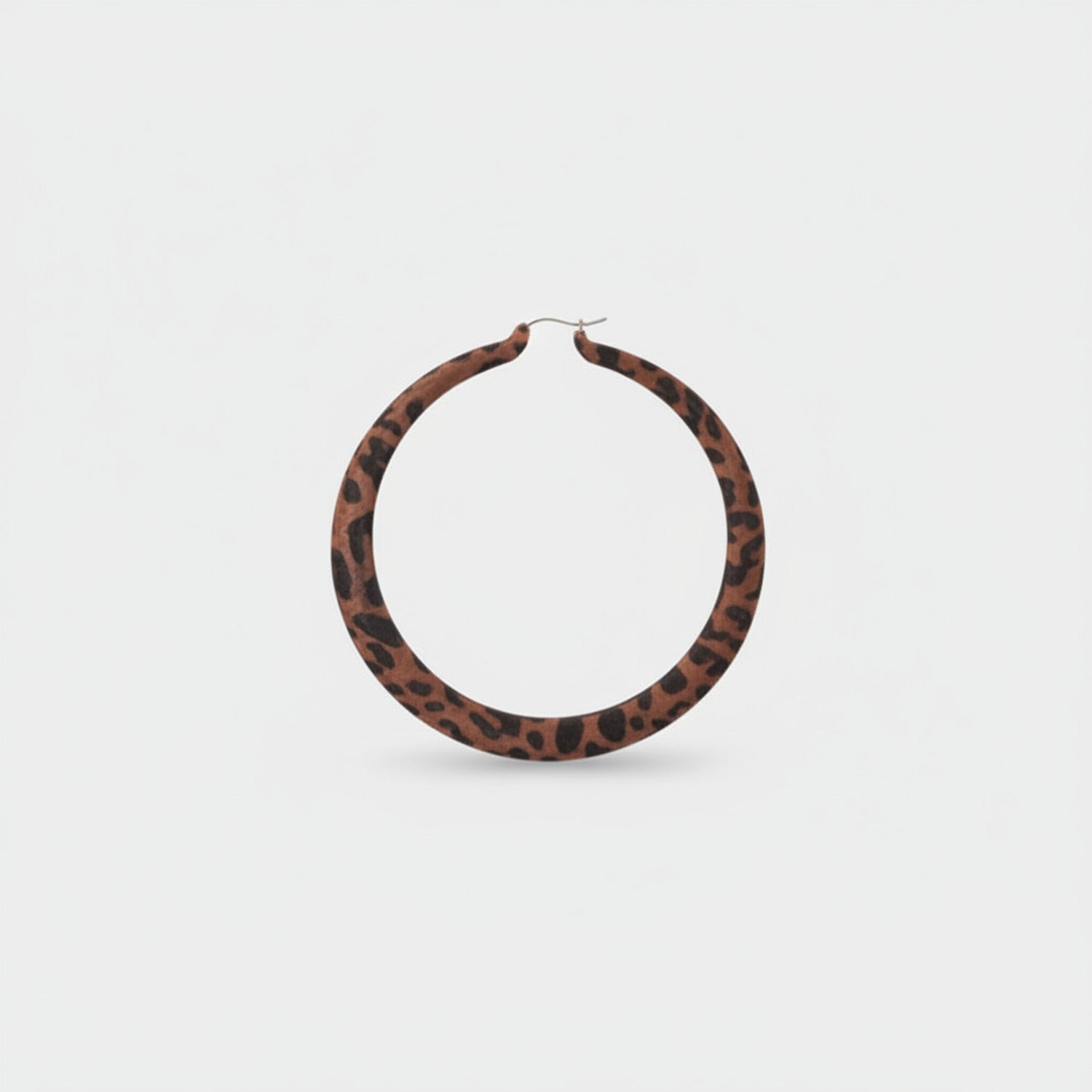 Leopard Print Brown Hoop Earrings