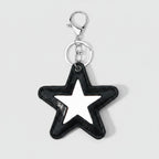Black Star Cutout Leather Keychain Charm