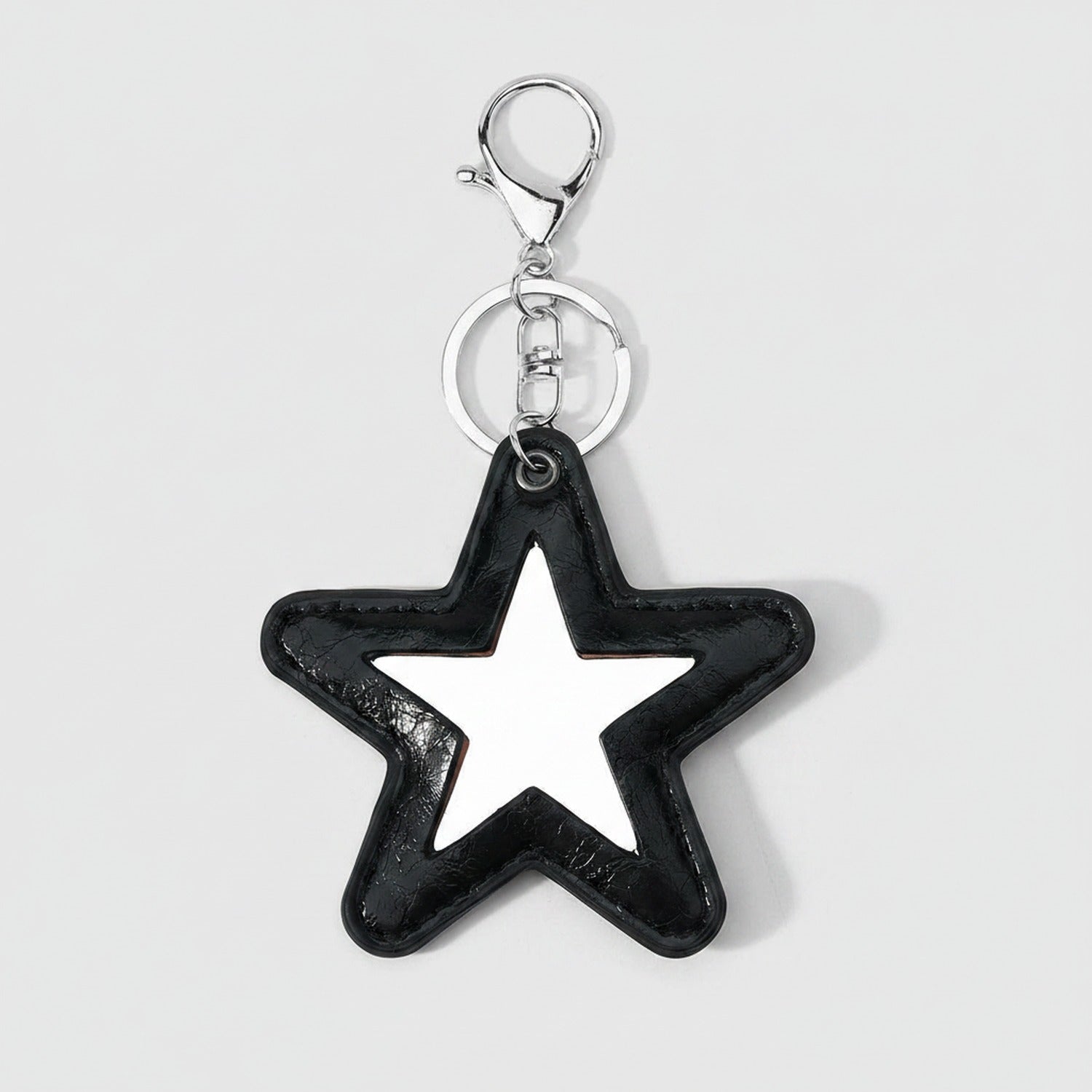 Black Star Cutout Leather Keychain Charm