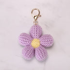 Crochet Daisy Bag Charm - Purple