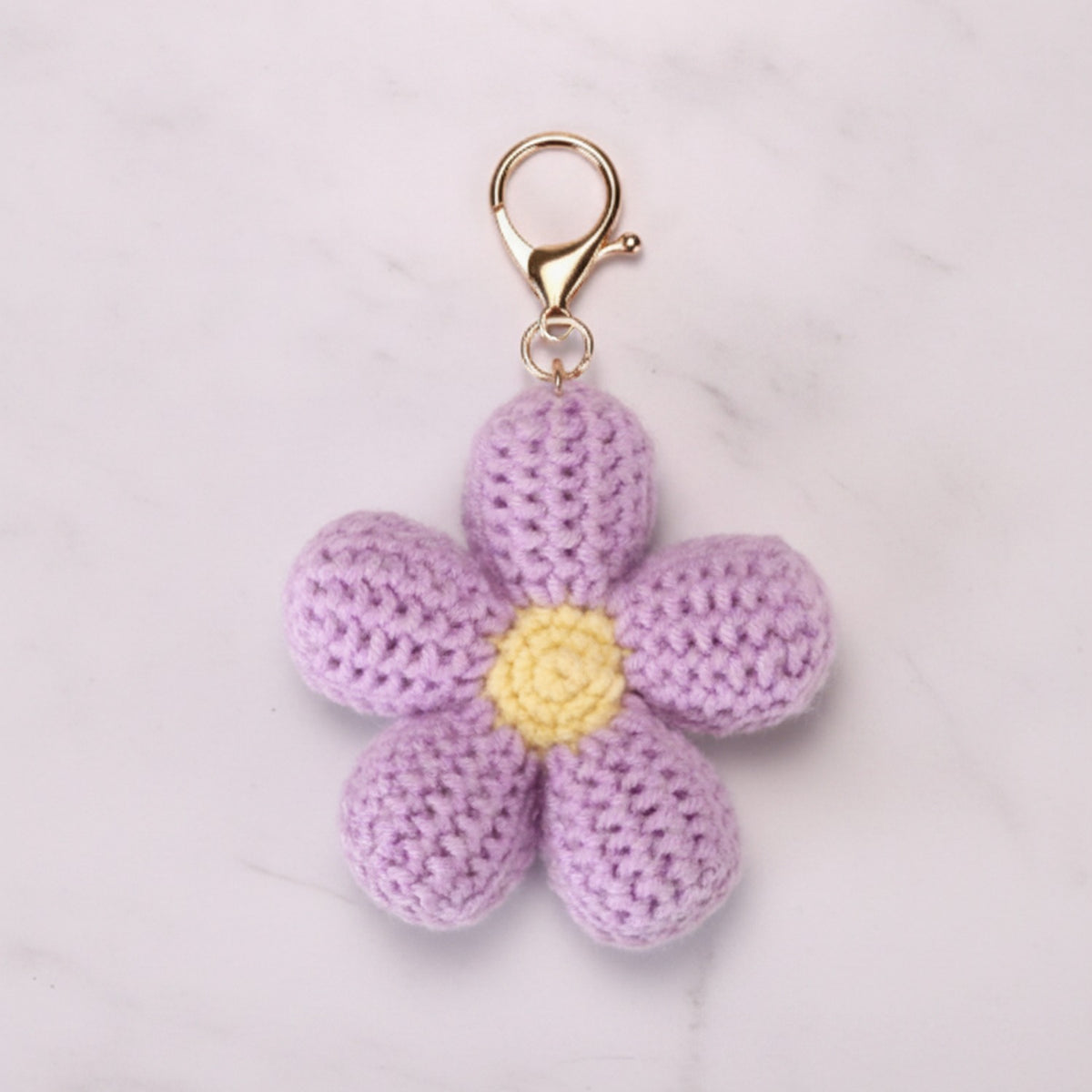 Crochet Daisy Bag Charm - Purple