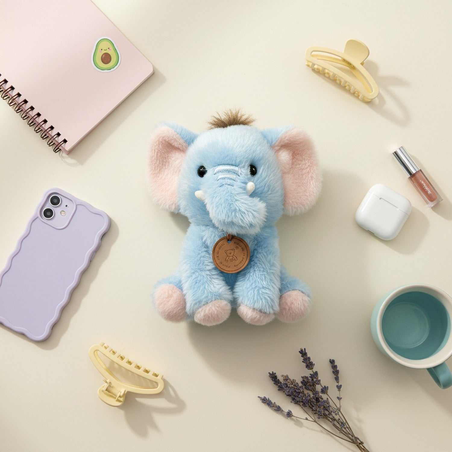 Blue Plush Elephant Stuffed Animal With Charm