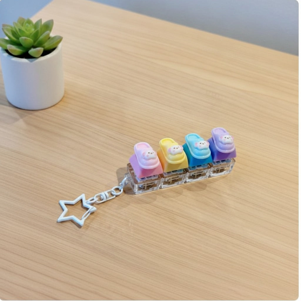 Squishy Slipper Keychain - Pastel Mix