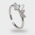Butterfly Rhinestone Open Ring Silver – jewelry (view 1)