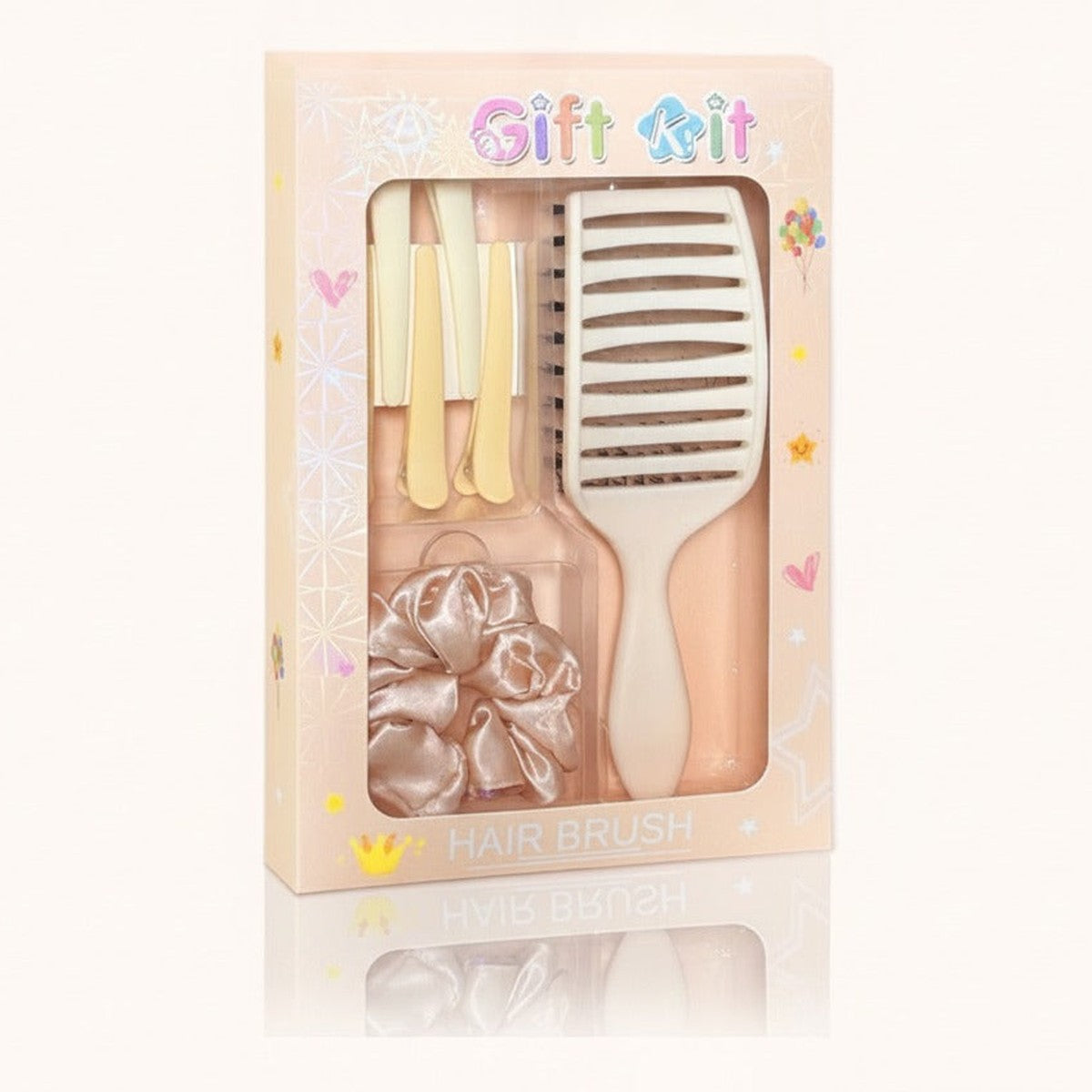 Hair Brush & Clip Gift Kit - Cream & Rose Gold