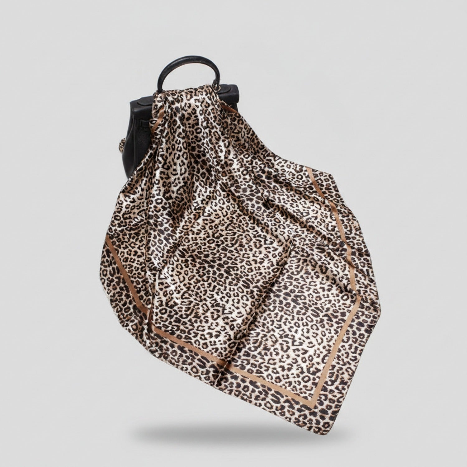 Mixed Print Silk Scarf Light Brown
