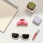 Pink Cherry Heart Hair Claw Clip