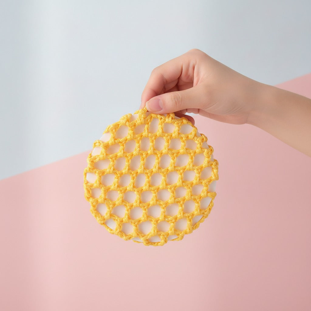 Crochet Mesh Hair Net - Yellow