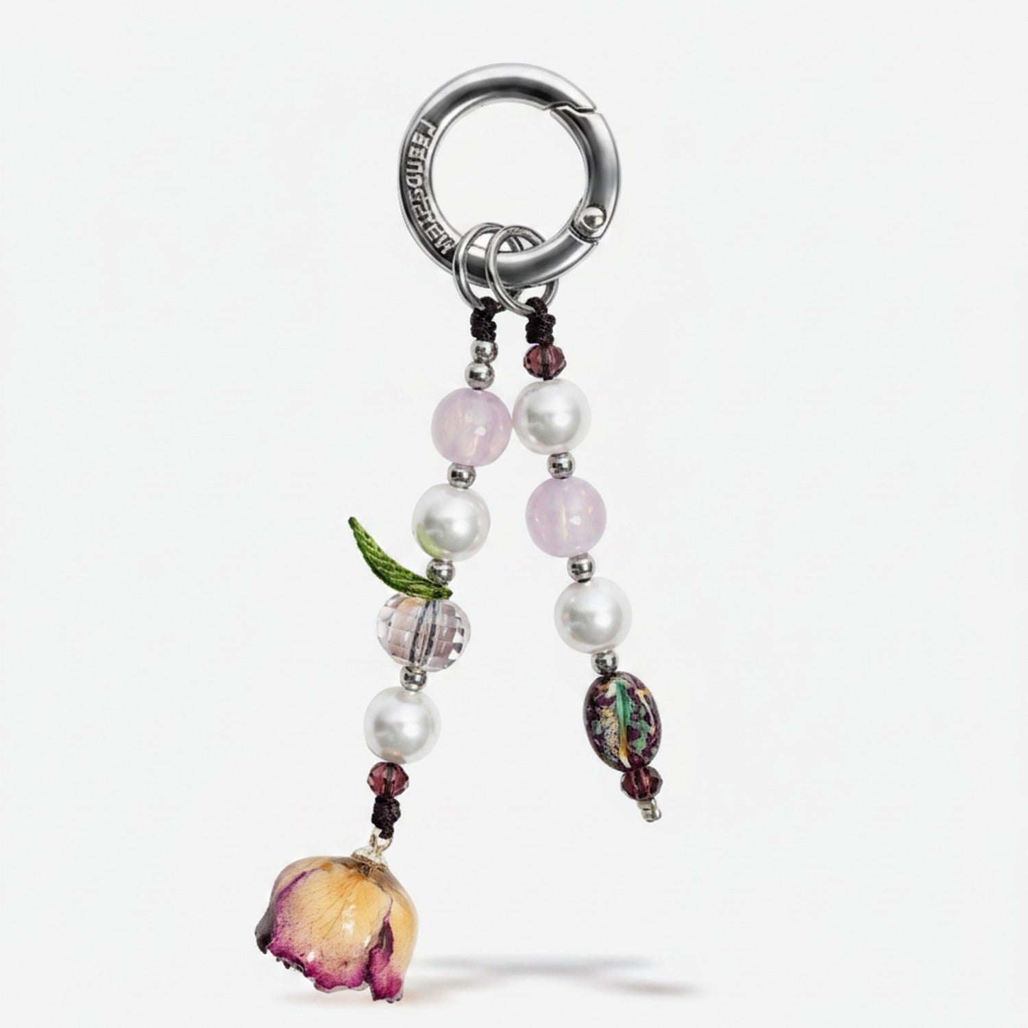 Beaded Pearl Flower Charm Acrylic Keyring