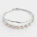 Pearl and Silver Beaded Bangle Bracelet – jewelry (view 1)