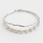 Pearl and Silver Beaded Bangle Bracelet – jewelry (view 1)