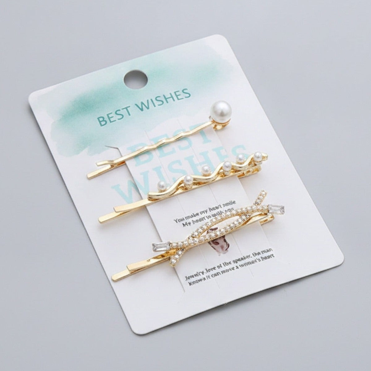 Gold Pearl Hair Clips Set Three-Pack – hair accessories (view 1)