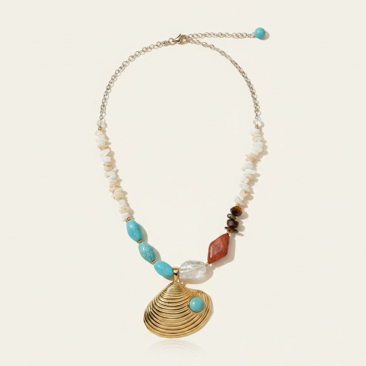 Boho Coastal Seashell Beaded Necklace – jewelry (view 1)