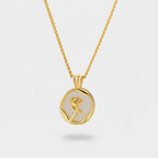 Gold Rose Pendant Circle Necklace