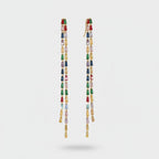 Colorful Baguette Tassel Drop Earrings