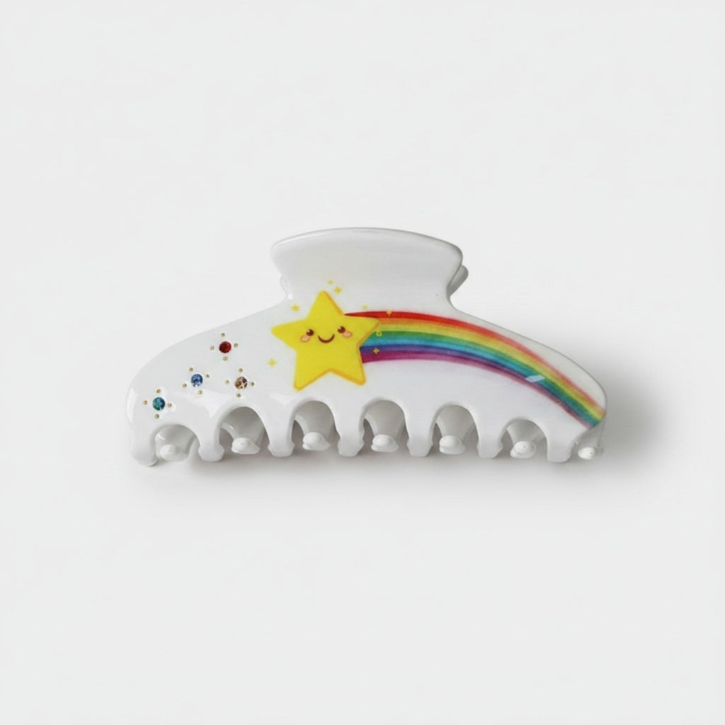 Rainbow Star Hair Claw Clip White
