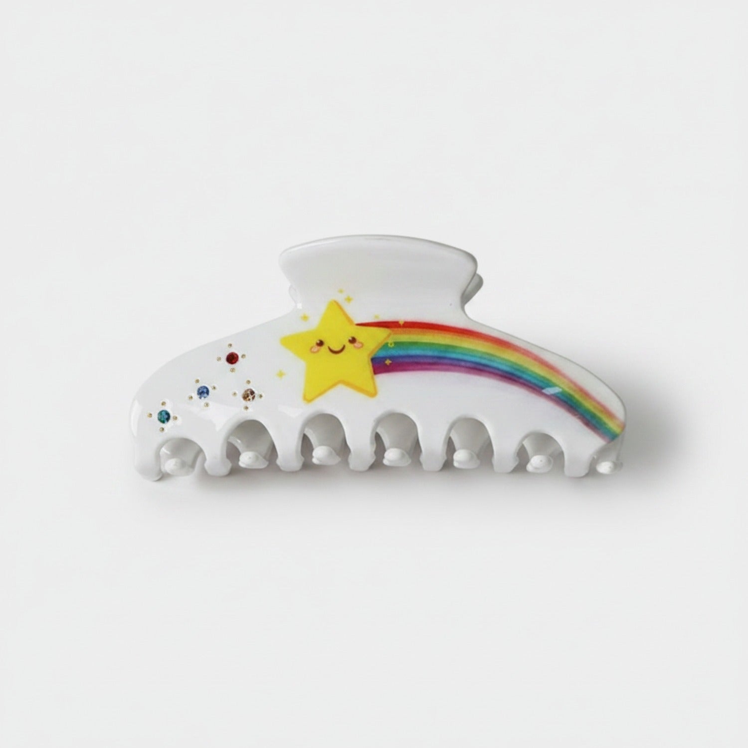 Rainbow Star Hair Claw Clip White