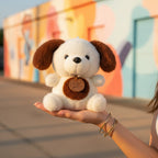 Cream And Brown Puppy Plush With Heart Charm