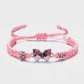 Pink Butterfly Charm Braided Friendship Bracelet