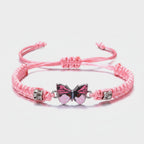 Pink Butterfly Charm Braided Friendship Bracelet