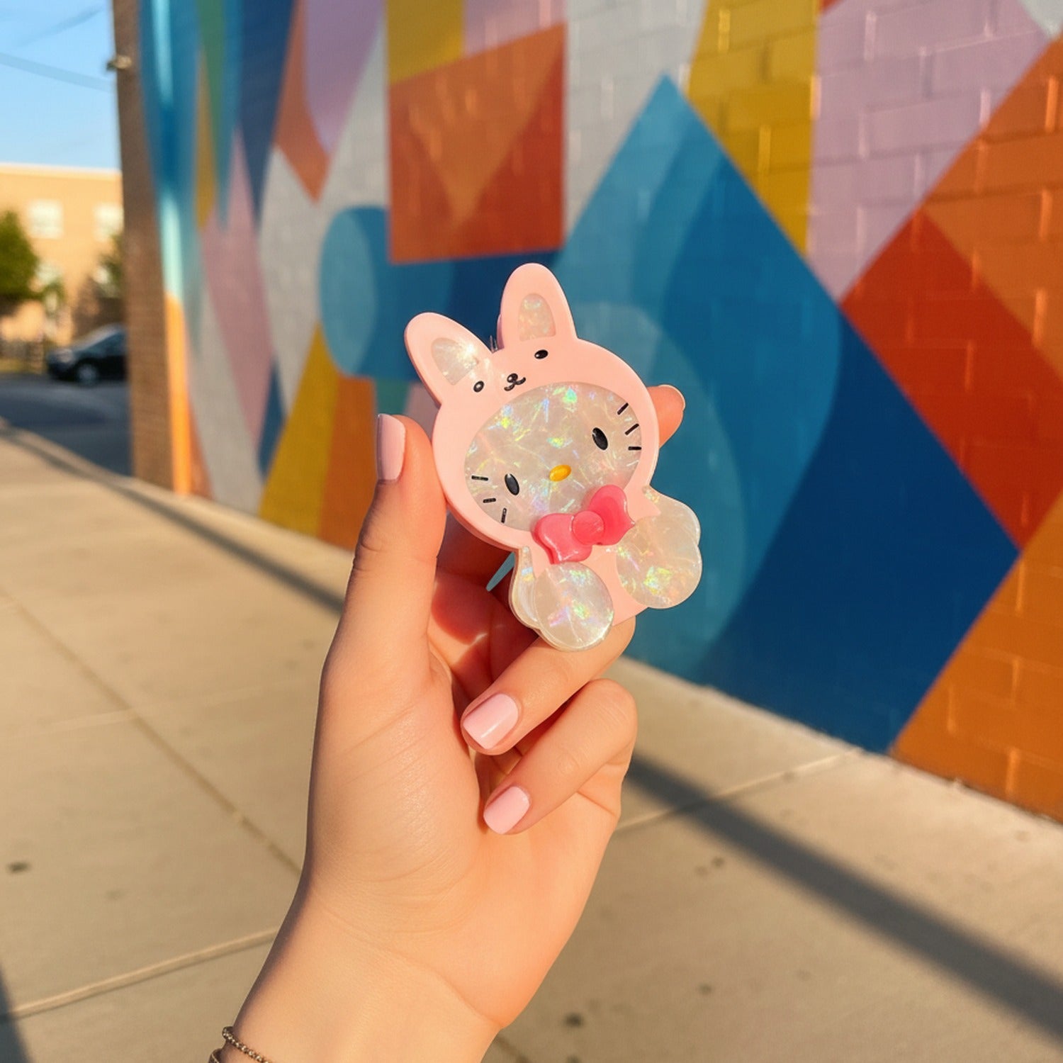 Pink Bunny Acrylic Hair Claw With Bow