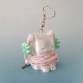 Cute Cat Earphone Holder 3D Printed Keychain Charm - White