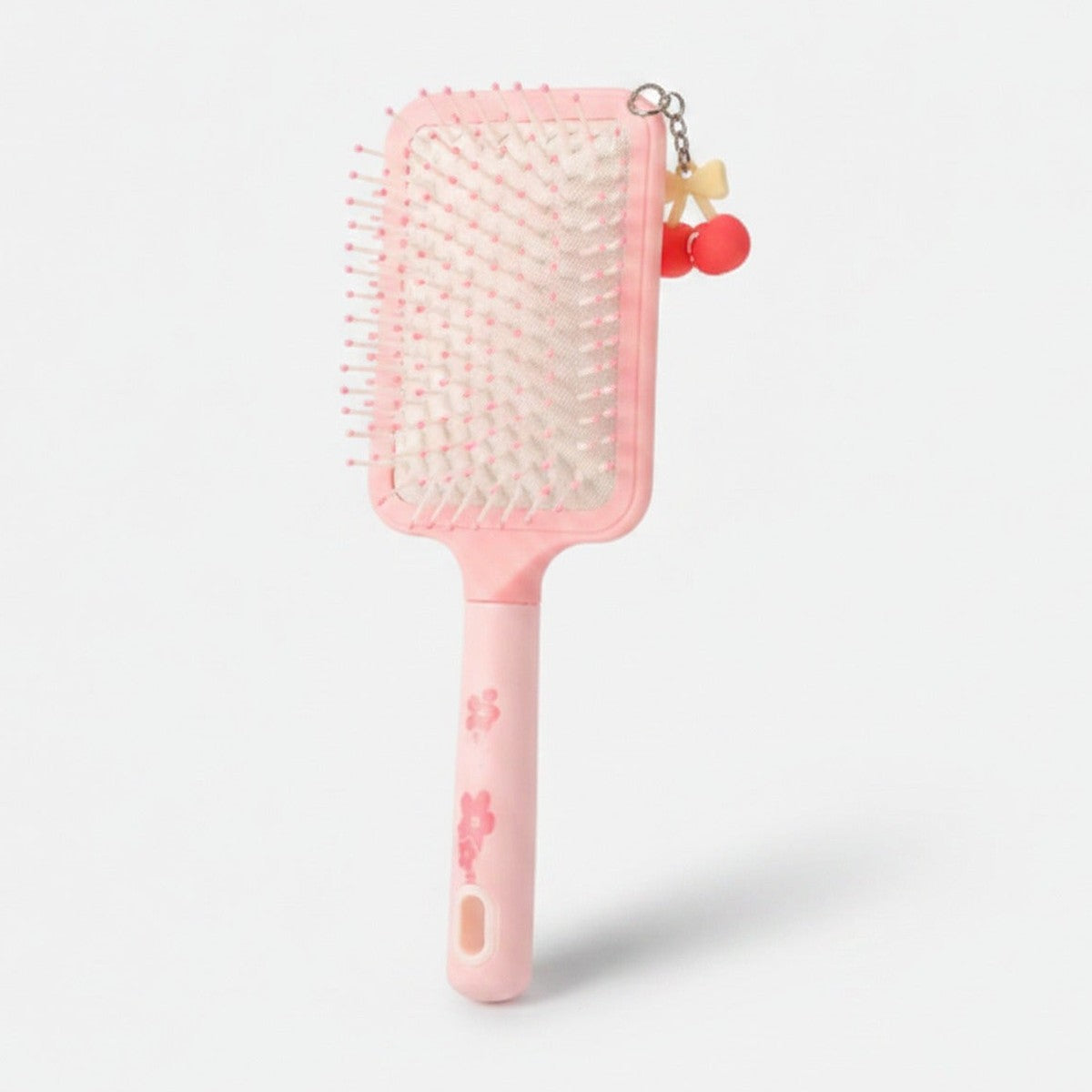 Pink Paddle Hair Brush Set With Charm Details – Korean beauty tool (view 1)