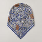 Ornate Paisley Bandana Scarf - Navy & Tan