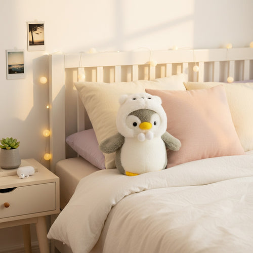 Adorable Penguin Plush Toy With Bear Hood
