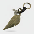 Brass Leaf Charm Keyring With Beaded Accents – novelty & toys (view 1)