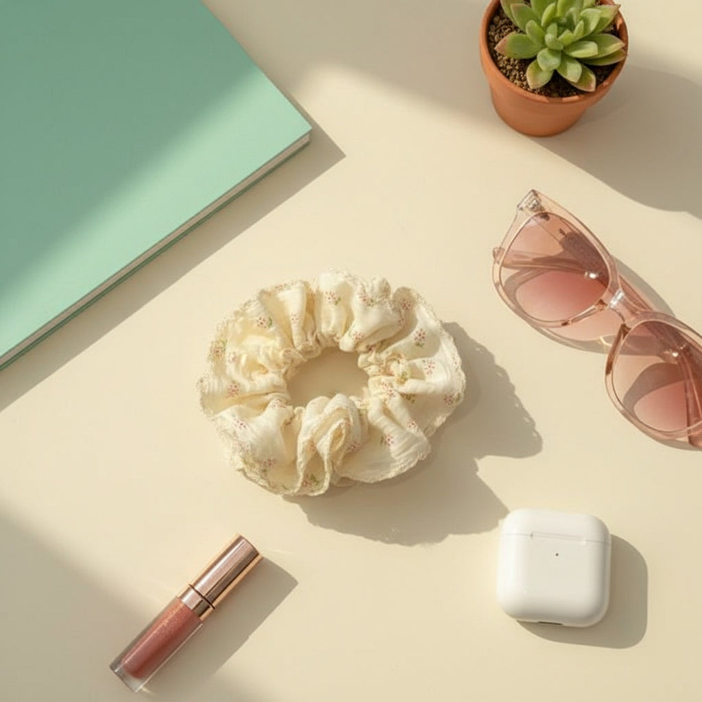 Floral Lace Hair Claw Clip Cream