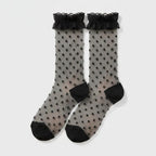 Black Polka Dot Ruffled Crew Socks – apparel accessories (view 1)