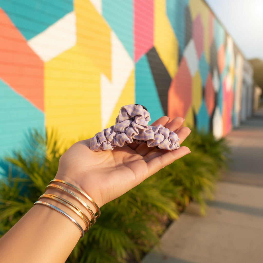 Lavender Ruched Fabric Hair Claw Clip