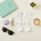 White Bow Knit Crew Socks