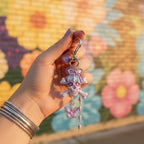 Purple Skull Acrylic Keyring With Butterfly Charm