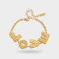 Gold Textured Geometric Charm Bracelet Chain