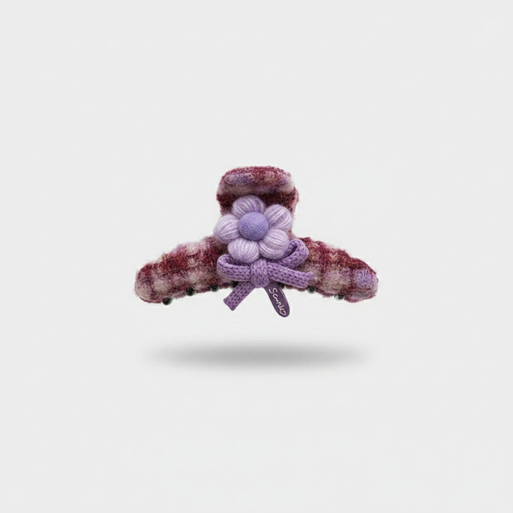 Fuzzy Plush Flower Hair Claw Clip