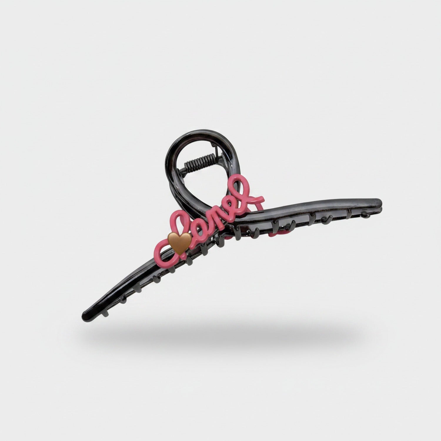 Black Hair Claw Clip With Pink Bows