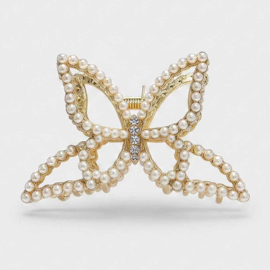 Pearl Butterfly Hair Claw Clip Gold – hair accessories (view 1)