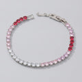 Delicate Crystal Tennis Bracelet - Gradient Red Silver