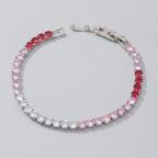 Delicate Crystal Tennis Bracelet - Gradient Red Silver
