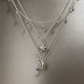 Celestial Layered Chain Necklace - Silver