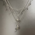 Celestial Layered Chain Necklace - Silver