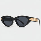 Black Cat Eye Sunglasses With Gold Studs