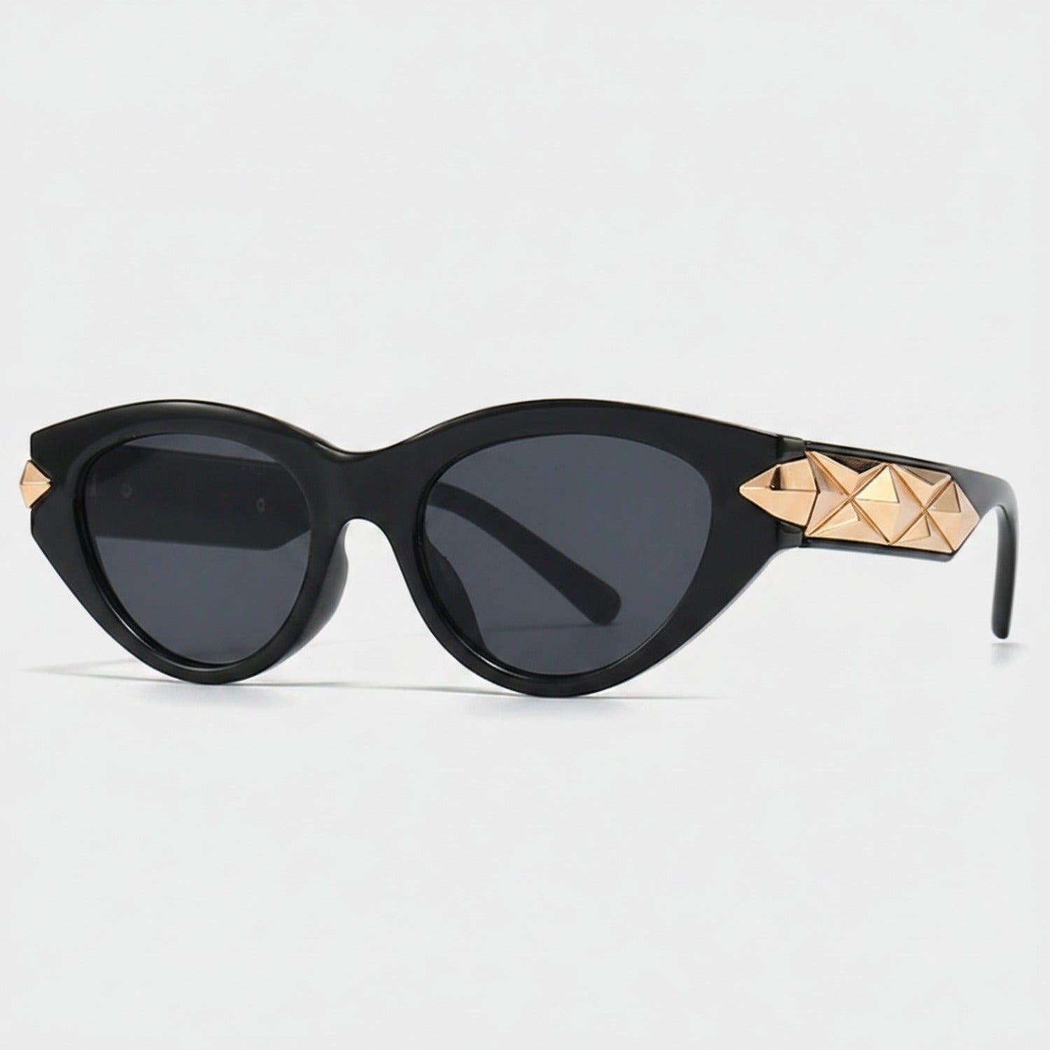 Black Cat Eye Sunglasses With Gold Studs