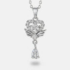 Silver Heart Butterfly Wing Cubic Zirconia Necklace – jewelry (view 1)
