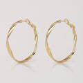 Twisted Oval Hoop Earrings - Gold