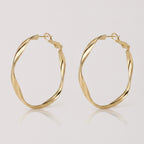 Twisted Oval Hoop Earrings - Gold