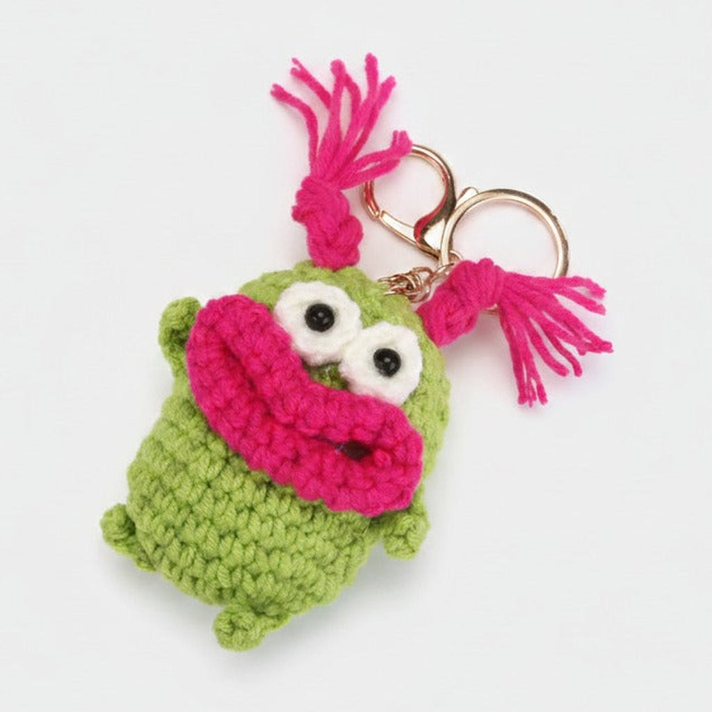 Fuzzy Monster Keychain Set - Green